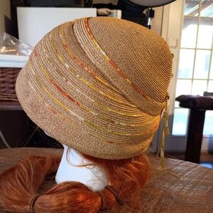 Elegant Vintage Tan Cloche Dachettes Hat By Lilly Daché 50s